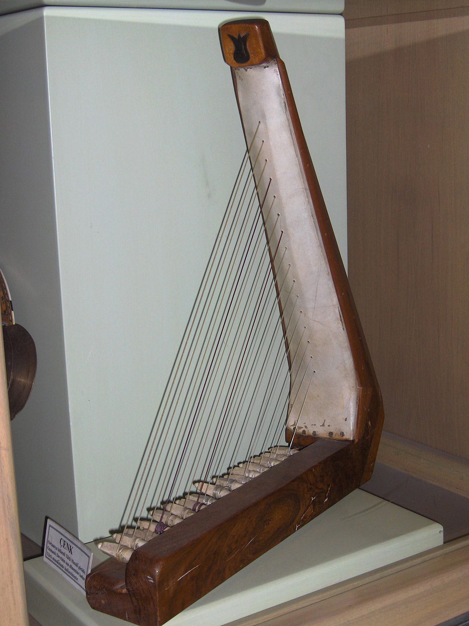 Çenk, ancient upperchested harp; Mevlâna mausoleum; Konya, Turkey