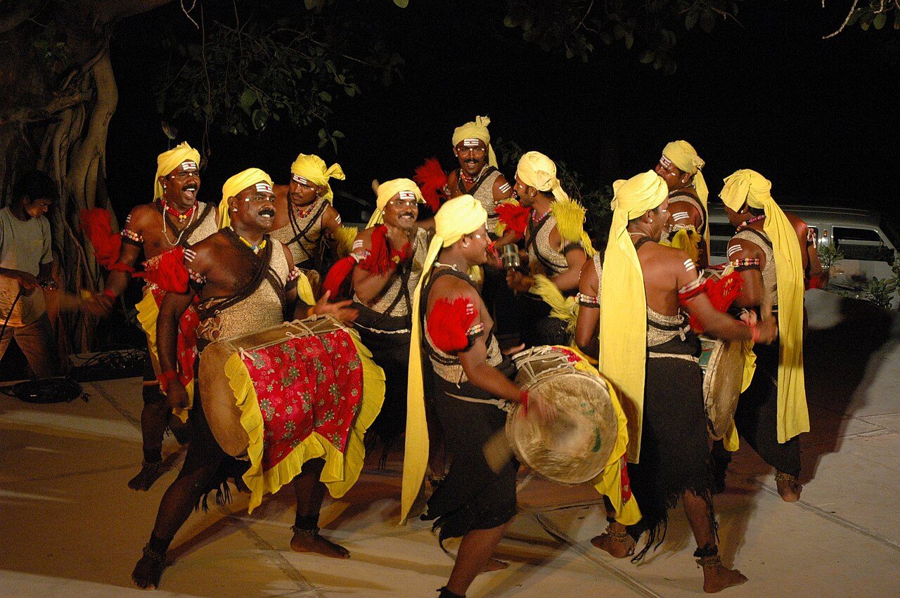 Dollu Kunitha performance at the Fireflies Festival of Sacred Music , April 8, 2006. Photograph by Kiran Jonnalagadda (that's me).