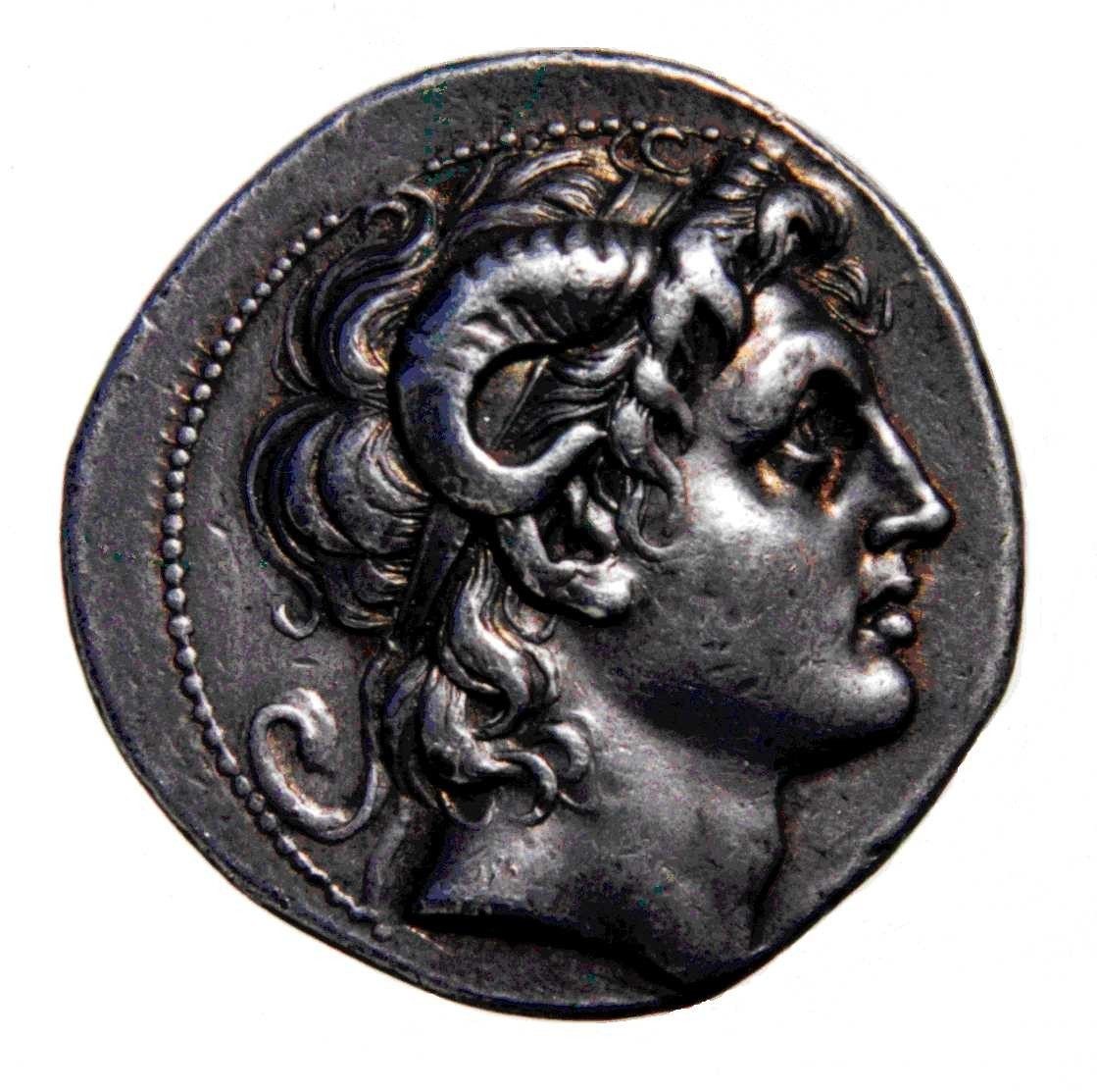 Silver tetradrachm issued in the name of Alexander III of Macedonia ( Alexander the Great ). Arados, 242/241 BC (posthumous issue). British Museum , London, UK.