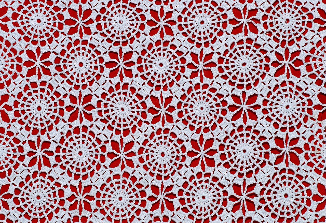 Detail of crochet table-cloth.