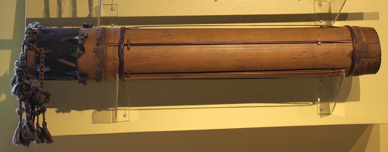 Tube zither in the Bangsamoro and Lumad Cultures Gallery, Museum of the Filipino People, Rizal Park, Manila, Philippines.