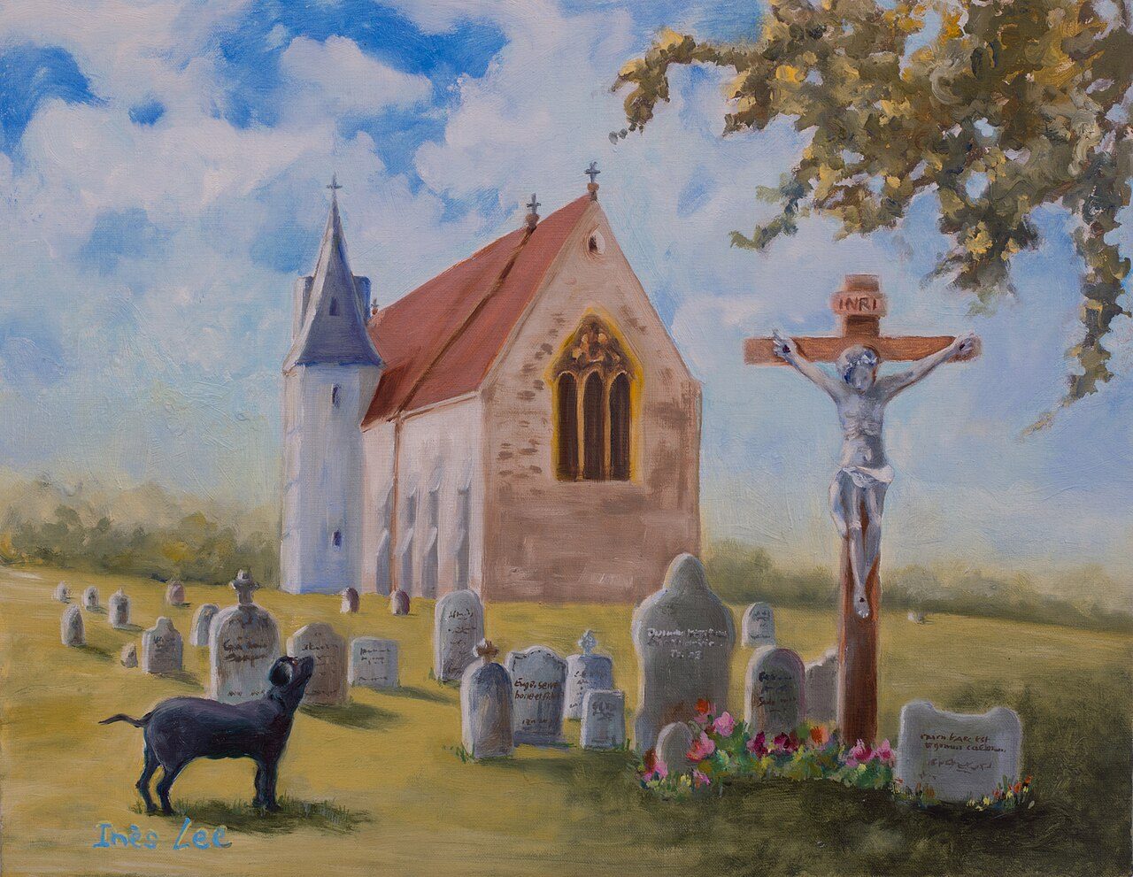 Church Grim , painted by Inès Lee and commissioned by Sir John Das. Oil on canvas, 14" x 18". 2018.