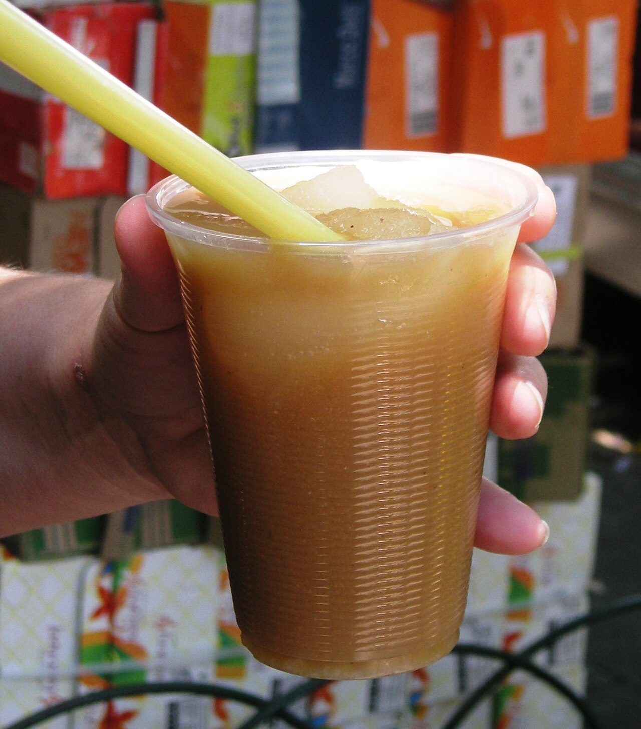 A glass of tejuino, a drink made from fermented corn popular in Jalisco, Mexico