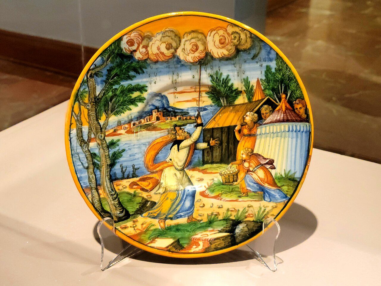 It Rains Manna (Piove la Manna) plate 16th-century earthenware majolica (the Polk Museum of Art in Lakeland, Florida ).
