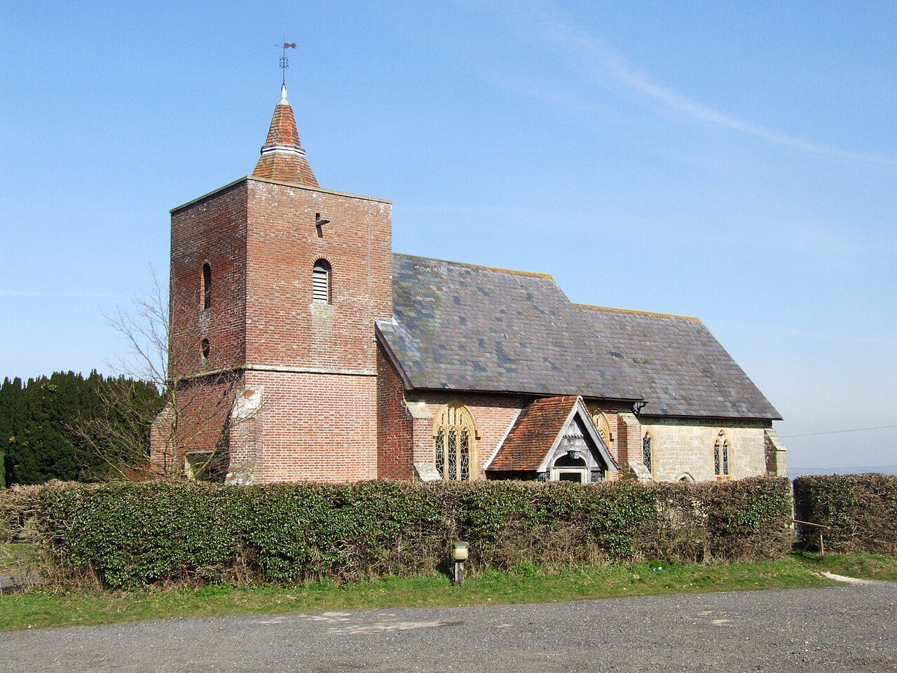 All Saint's parish church, Tudeley, Kent, seen from the southwest