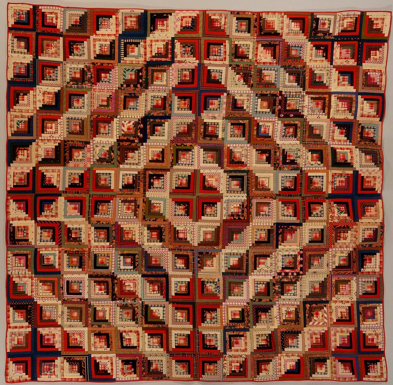 United States, Pennsylvania, circa 1865 Textiles; quilts Pieced wool, silk and printed cotton Gift of The Betty Horton Collection (M.86.134.19) Costume and Textiles