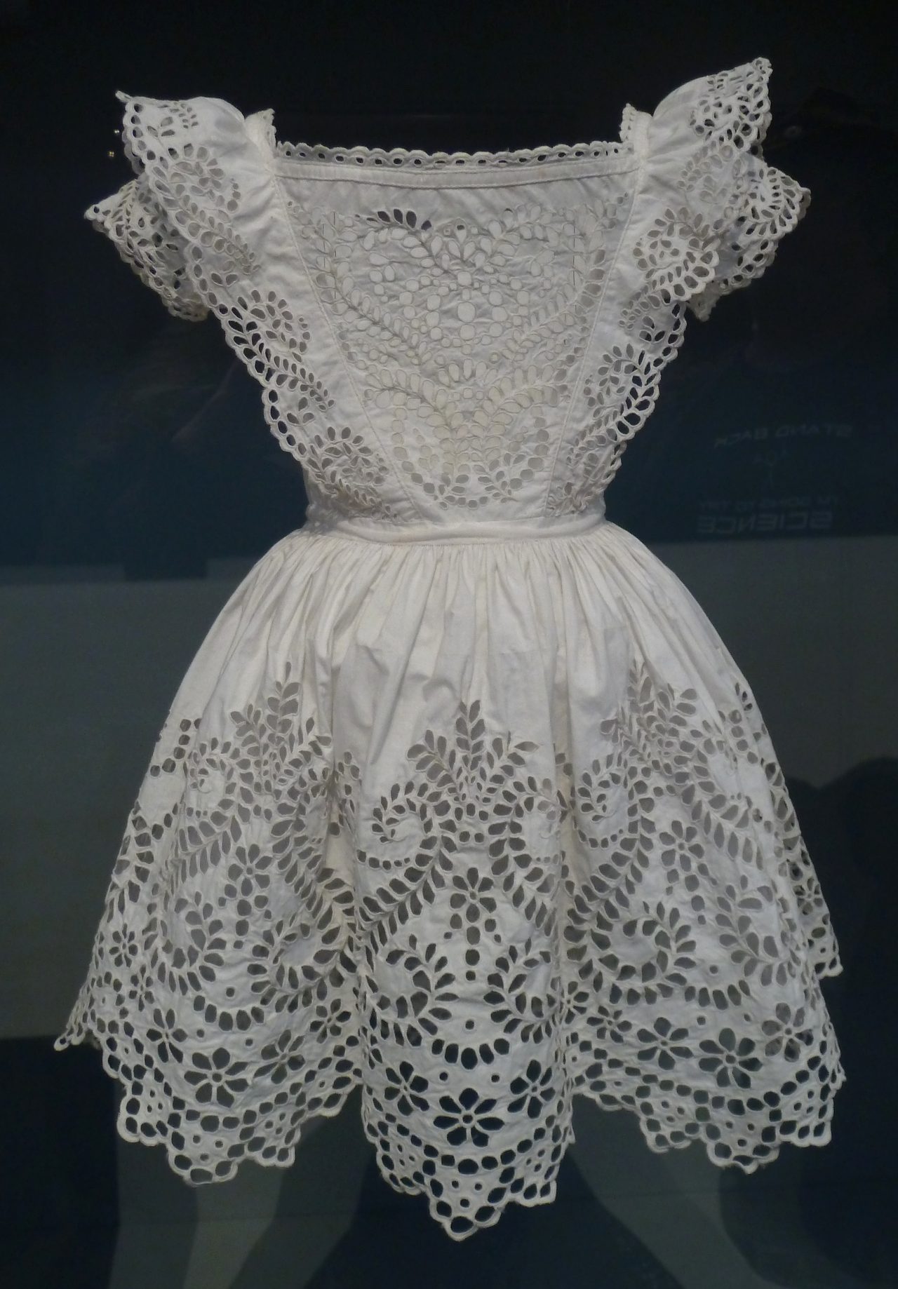 Boy's frock, white plain-weave cotton with whitework broderie anglaise , probably English, c. 1855. Los Angeles County Museum of Art M.2007.211.89