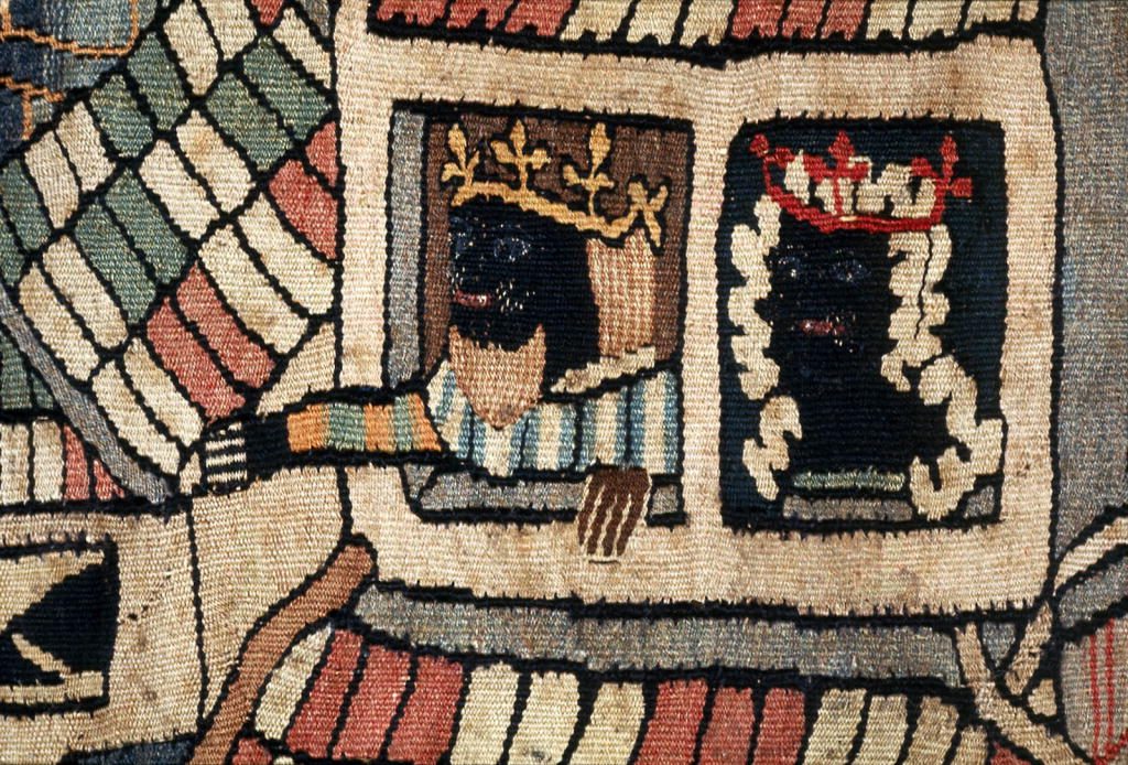 Wild Men and Moors, Detail (1/12), Warp: linen Wefts: wool; tapestry weave, 100 x 490 cm,