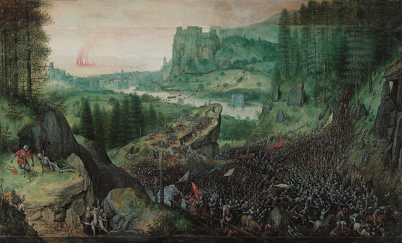 « Самоубийство Саула » ( нид. De zelfmoord van Saul in de slag tegen de Filistijnen bij Gilboa ). 1562. Дерево, масло. 33,5 × 55 см. Музей истории искусств , Вена ( Австрия )