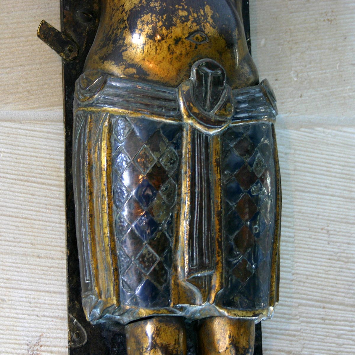Minden crucifix, treasure chamber of the Minden cathedral, Germany. Loincloth were made by means of the in Niello technique.