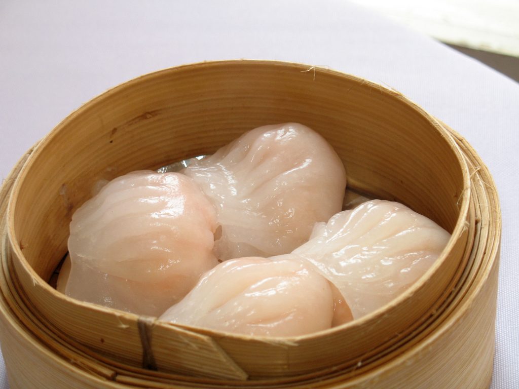 蝦餃, a kind of dumplings with shrimps.