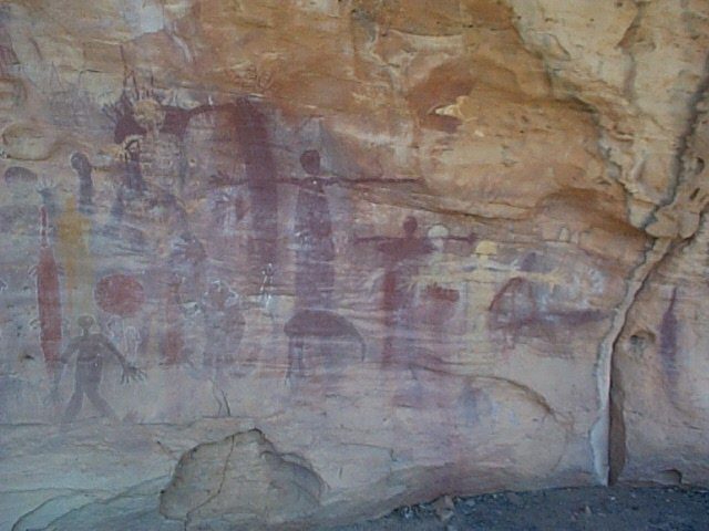 Example of a 'Quinkan' Rock Art, some of the world's most extensive and ancient rock painting galleries surround the tiny town of Laura, Queensland