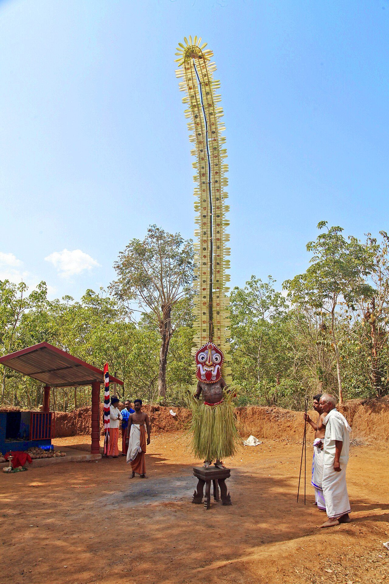 Gulikan theyyam performed in a temple in Wayanad