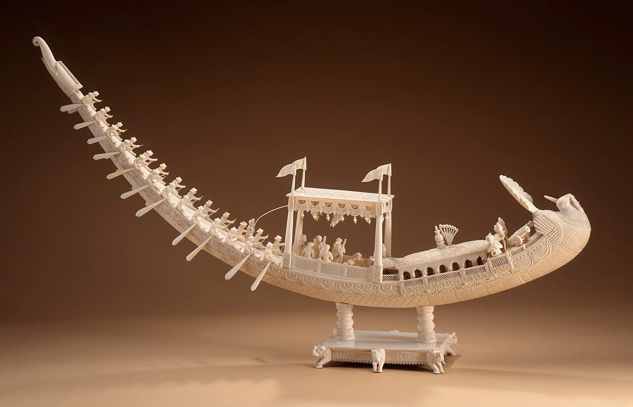India, West Bengal, Murshidabad, late 19th century Sculpture Ivory 24 3/8 x 42 x 6 1/2 in. (61.91 x 106.68 x 16.51 cm) Gift of Cynthia and Ken Boettcher, Laguna Niguel, California (M.82.154) South and Southeast Asian Art Currently on public view: Ahmanson Building, floor 4