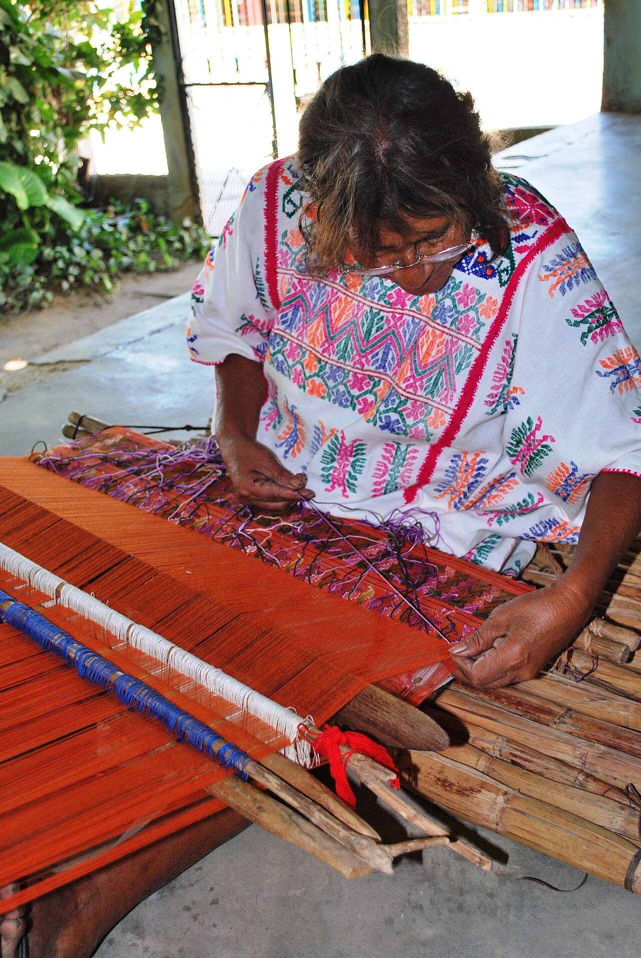 Amuzgo woman weaving rebozo in Xochistlahuaca, Guerrero