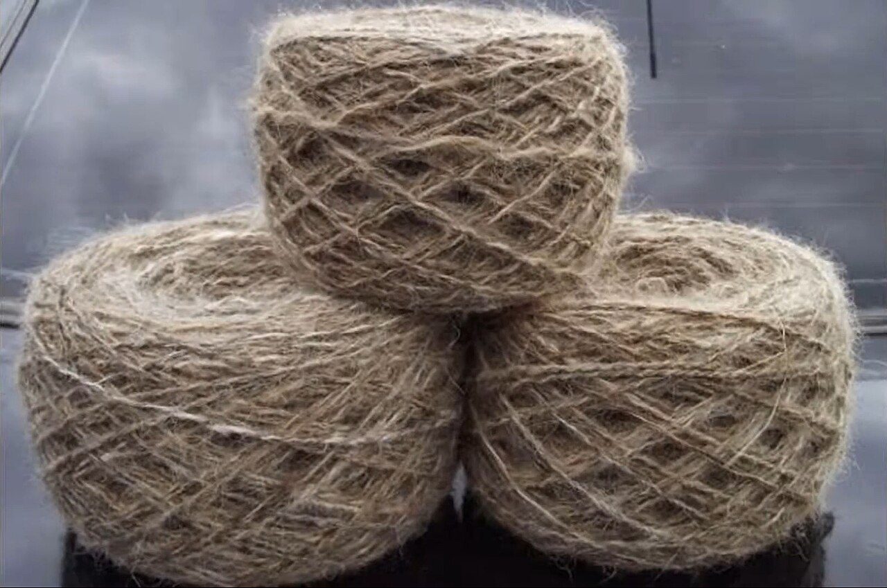 Hand-spun chiengora (dog fur) yarn.