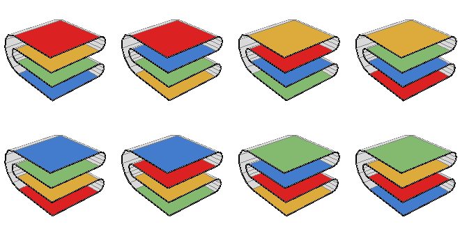Eight ways to fold a 2x2 map along its creases