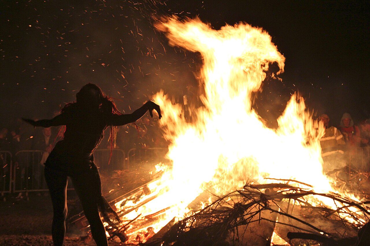 2012 Beltane Fire Festival bonfire on Calton Hill, Edinburgh, Scotland