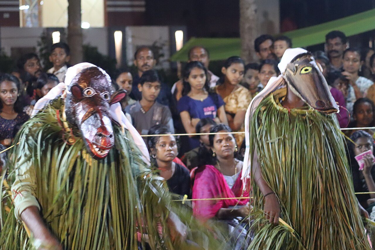 Karadikali competition at Kovoor Kerala Library, Kollam