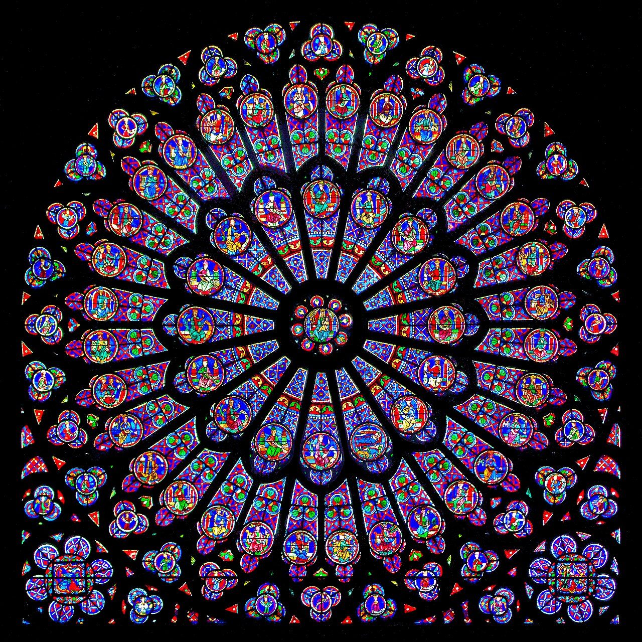 Rayonnant Gothic rose window (north transept), Notre-Dame de Paris Cathedral
