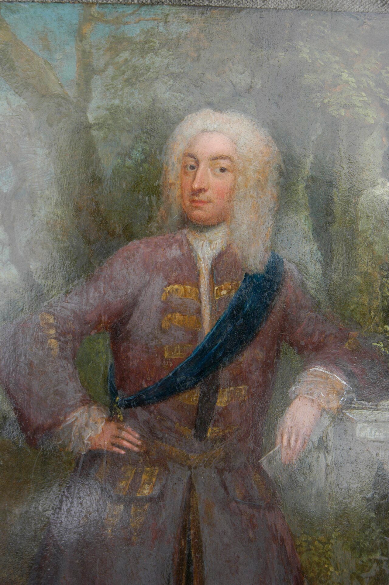 My photo (R.De Salis Rodolph ( talk ) 17:58, 14 August 2013 (UTC)) of an oil-on-copper painting of a 1720s Knight of the Garter sash.