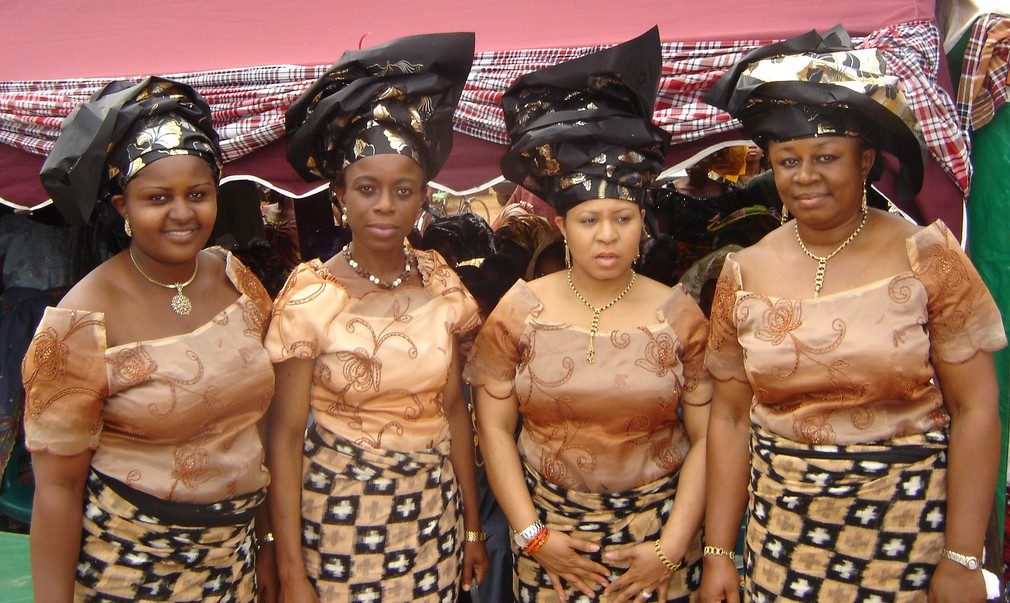 Women at a Nigerian traditional coronation ceremony.