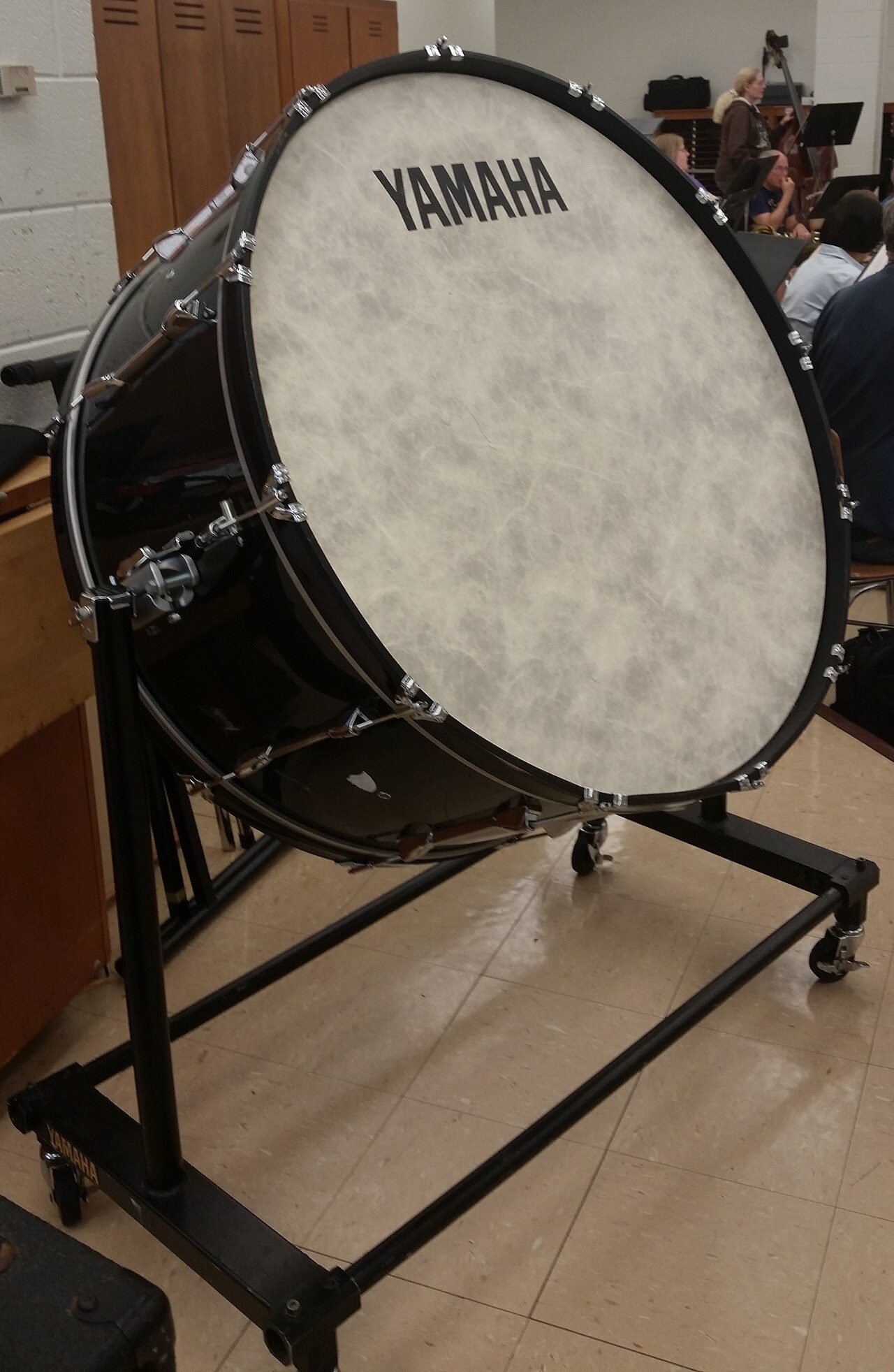 This is a typical mounted bass drum used for concert bands and orchestras.