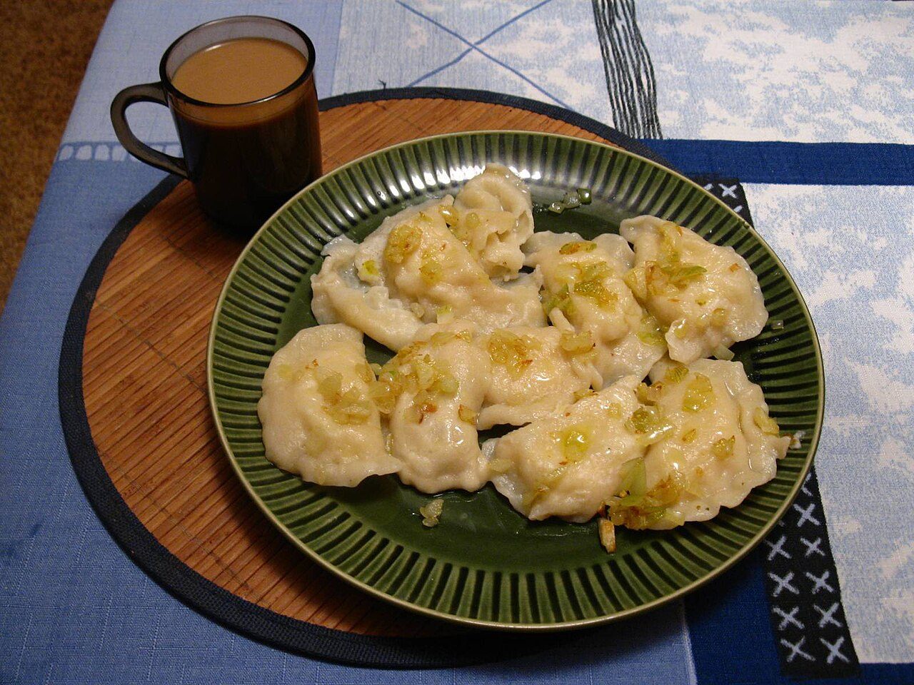 Some Romanian raviolis filled with mushrooms and onions