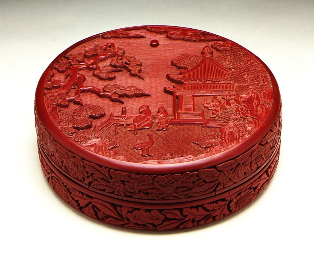 China, Chinese, Early Ming dynasty, Yongle period, 1403-24, but with Xuande mark, (1426-35) written over Yongle mark Furnishings; Accessories Carved red lacquer on wood core Gift of Dale and Nicole Lum (AC1996.206.1.1-.2) Chinese Art Currently on public view: Hammer Building,…
