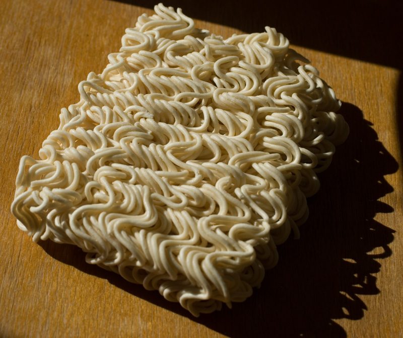 A brick of Instant noodles as they are commonly available in Europe.