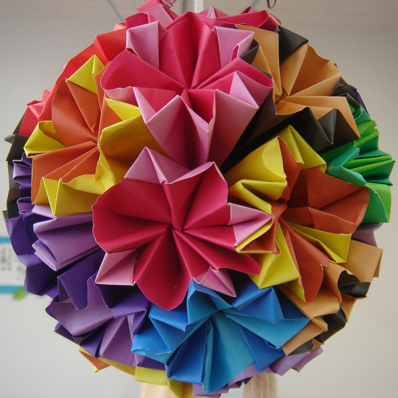 Origami ball with multi-coloured elements Origami