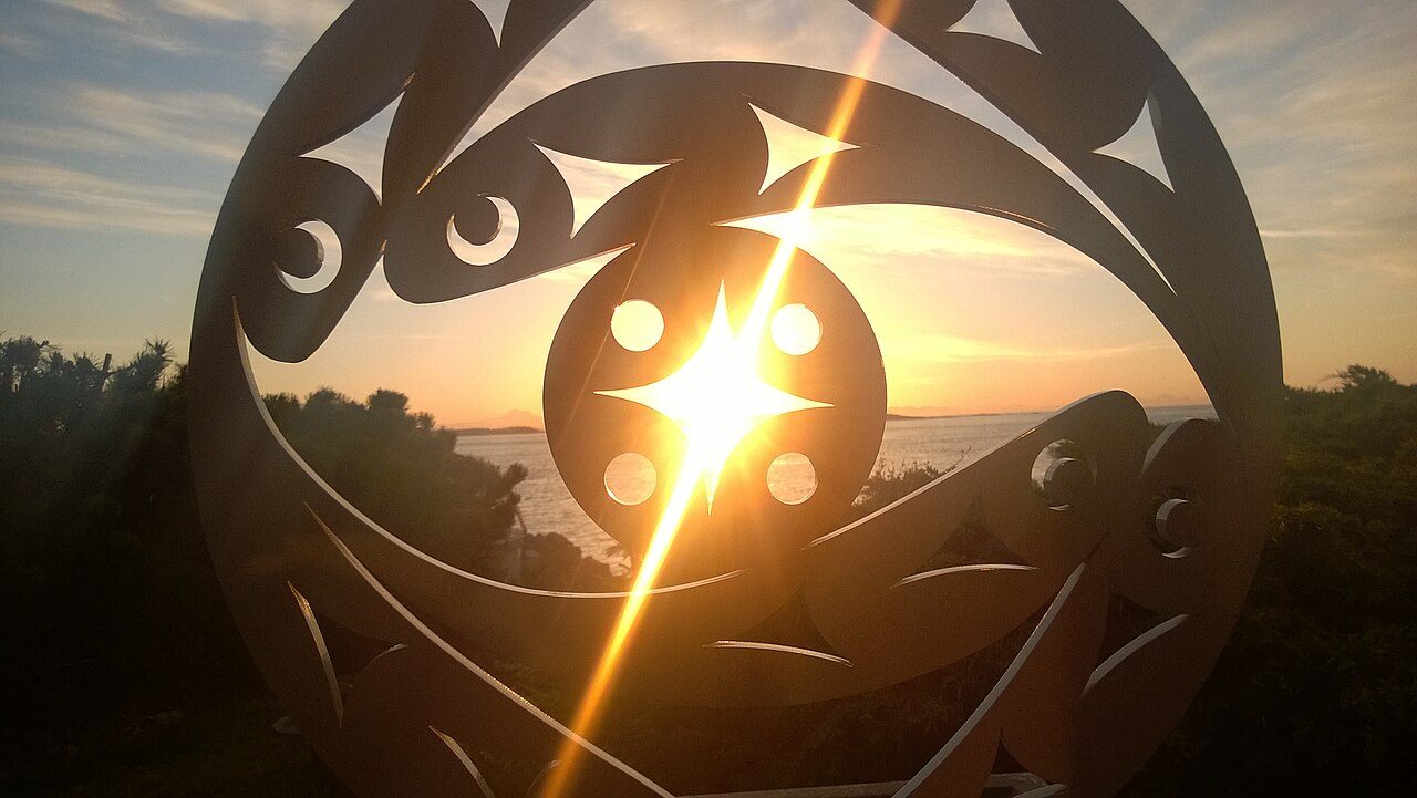 The Salish Sun - Heart of the Salish Sea Walk of the Planets Orrery. The eye is clearly and intentionally off-center symbolizing the imbalance in the Earth's biosphere and especially here in the Salish Sea. The fish are herring, the critical fish needed by the food chain and now…