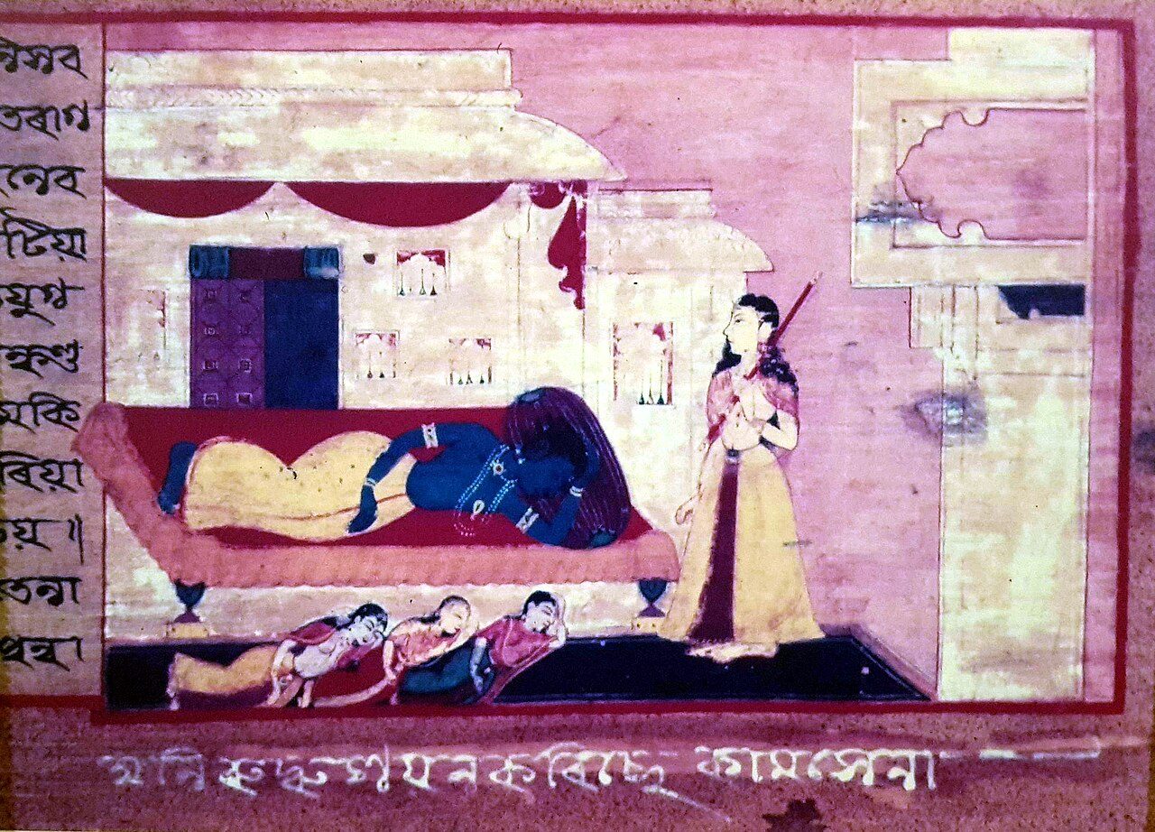 A manuscript painting from Brihat Usaharan, an assamese manuscript painting from Budhbari Satra. Can be dated to 18th century or even earlier.