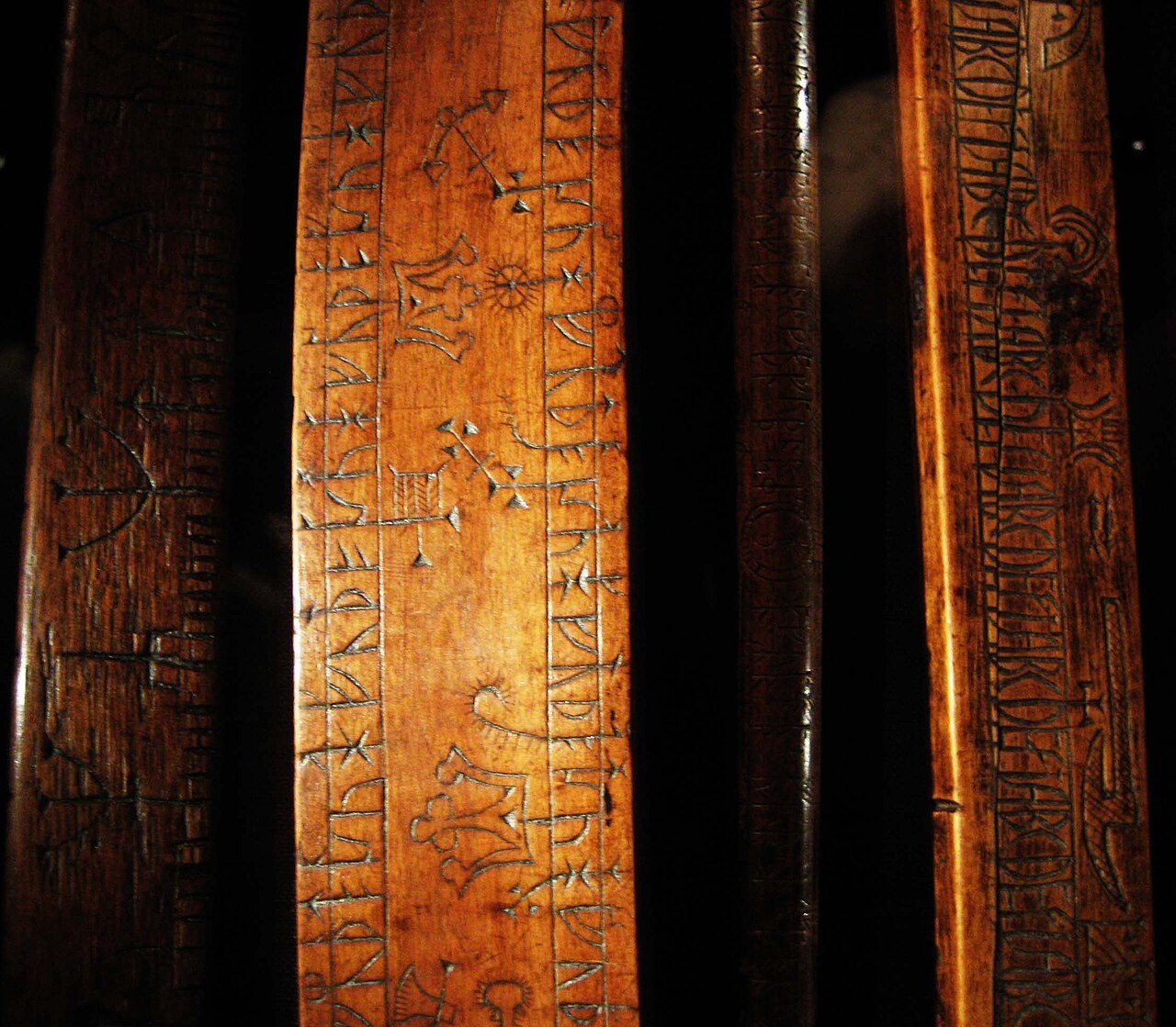 Runestaffs. Photo taken at the museum of history, Lund, Sweden.
