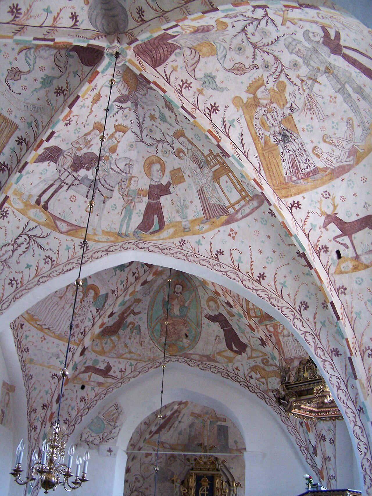 Elmelunde Church Frescos in ceiling View from aft