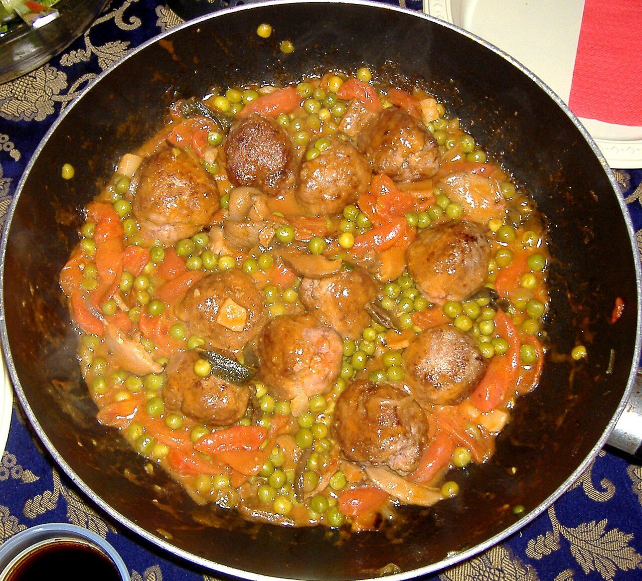 Meatball with Pea and Pepper.