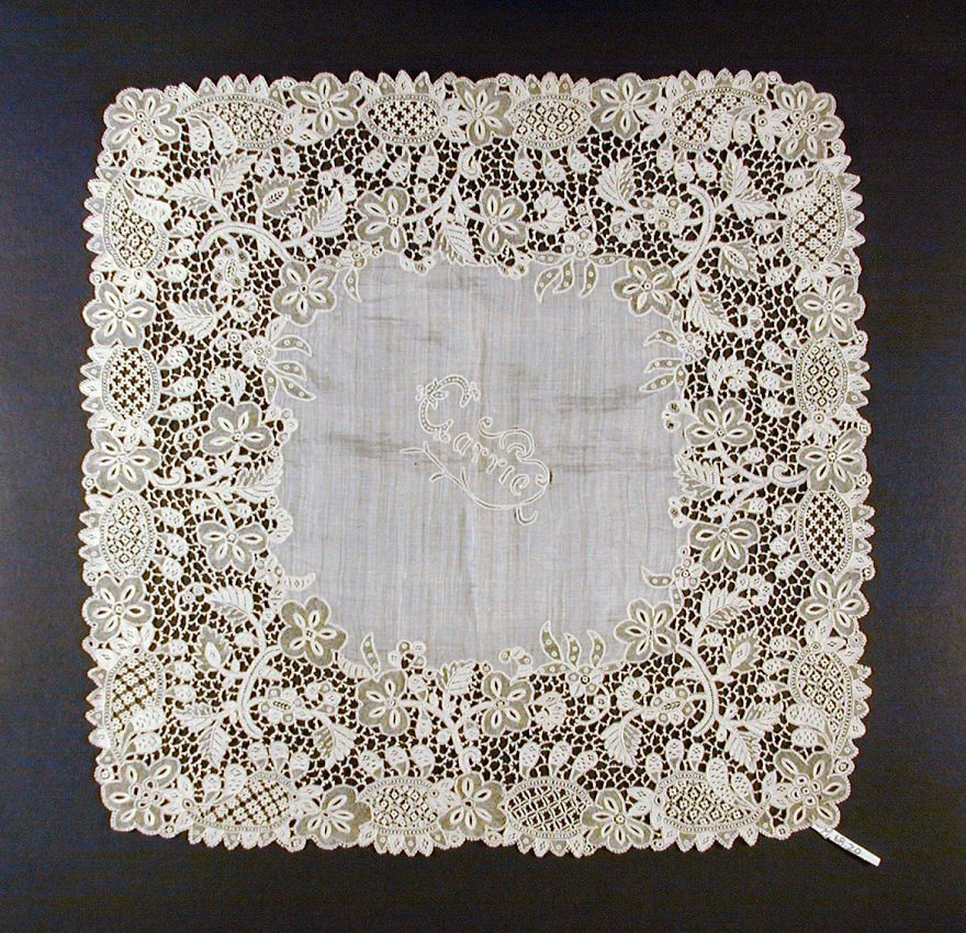 Ireland, circa 1885 Costumes; Accessories Linen plain weave and linen Youghal lace Gift of Mrs. Clyde Russell Burr (M.68.20) Costume and Textiles