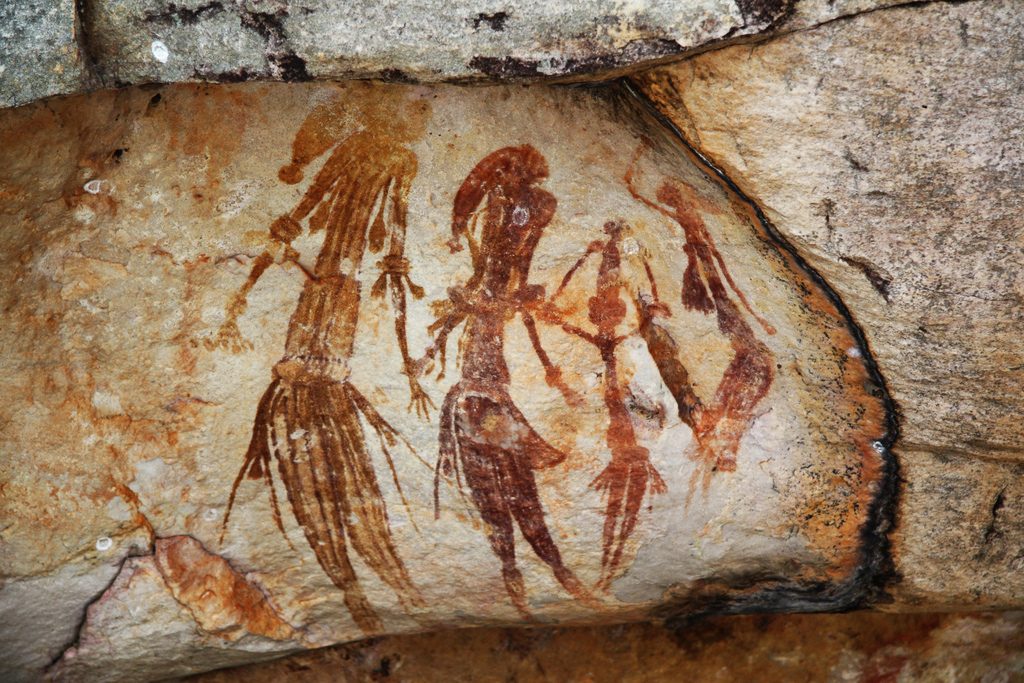 Gwion Gwion rock paintings in the Kimberley region of Western Australia, taken at a site off Kalumburu Road near the King Edward River .