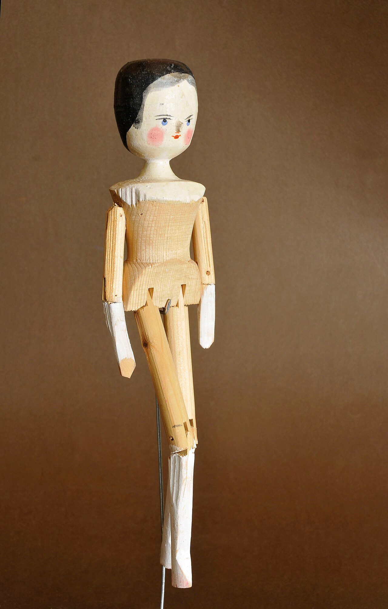 Stick doll or penny doll, in England called also dutch dolls from Val Gardena late 19th century. Private collection