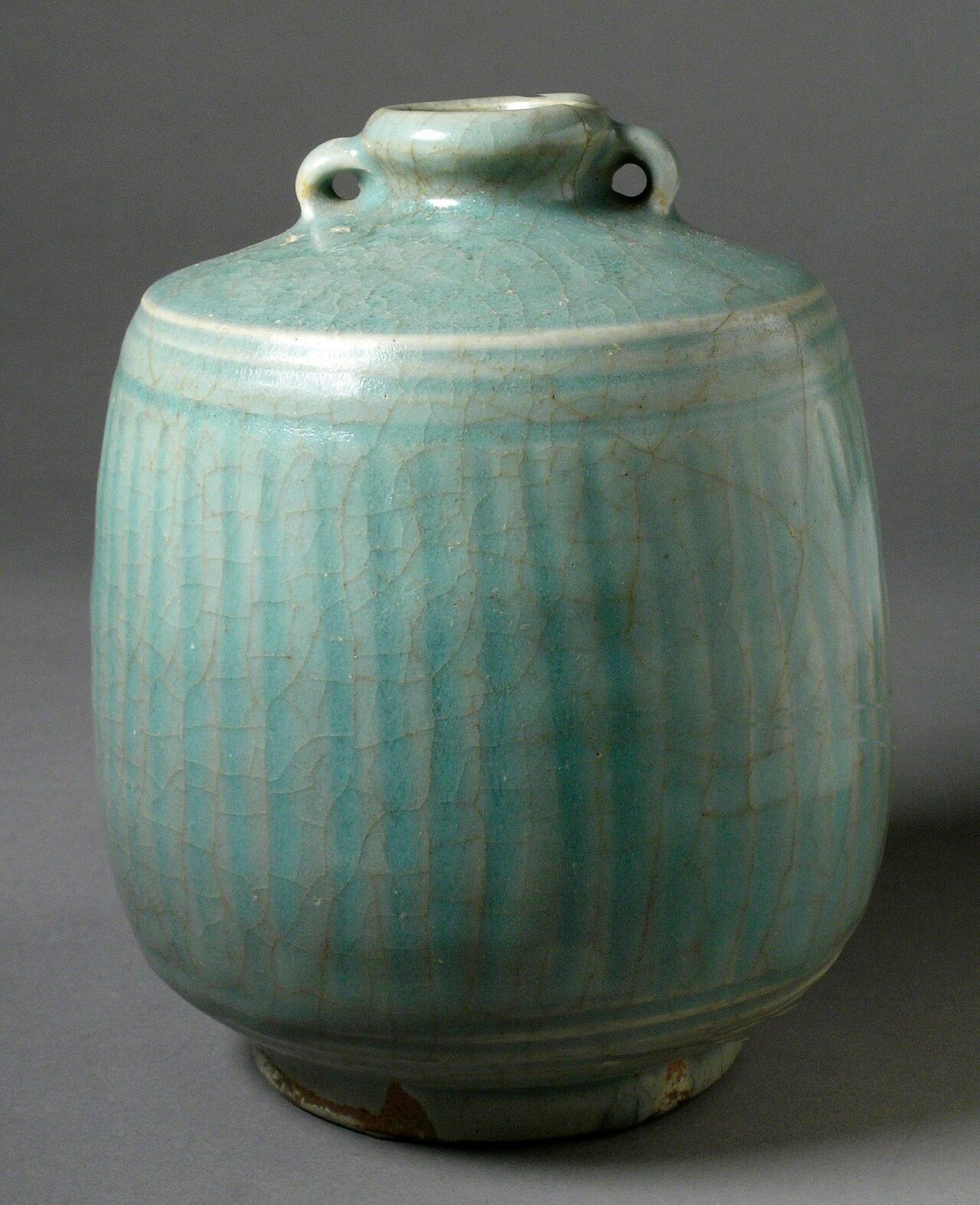 Thailand, Sawankhalok, 15th century Furnishings; Accessories Wheel-thrown stoneware with carved and incised decoration and celadon glaze Gift of Ambassador and Mrs. Edward E. Masters (M.84.213.59) South and Southeast Asian Art