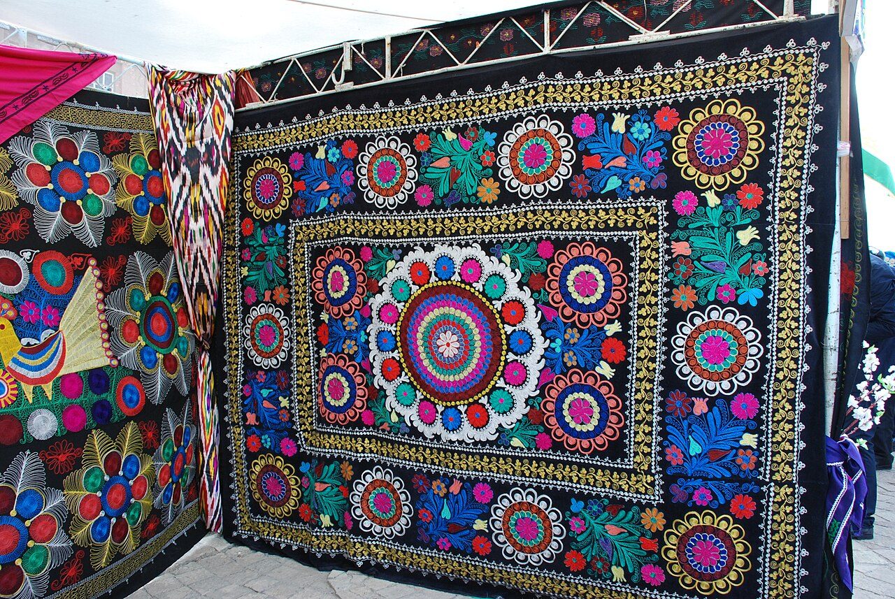 In Khujand, Tajikistan for every married couple their parents give hand-made traditional carpet - Suzane. During Nowruz some people were asked to show their Suzane publicly in the contest.
