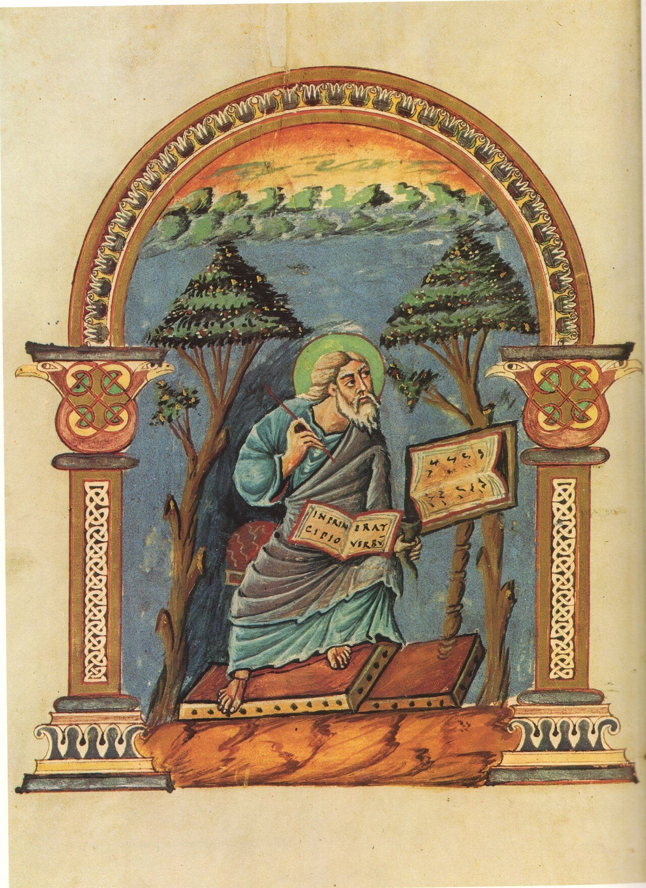 Paris, Bibl. National, Lat. 257 (147v) Saint-Amand, 2. Hälfte d. 9. Jahrhunderts Evangeliar (sog. Evangeliar Franz II.) Evangelist Johannes