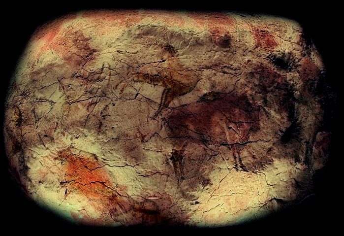Réplica del techo de la cueva de Altamira, expuesta en los jardines del Museo Arqueológico Nacional de España