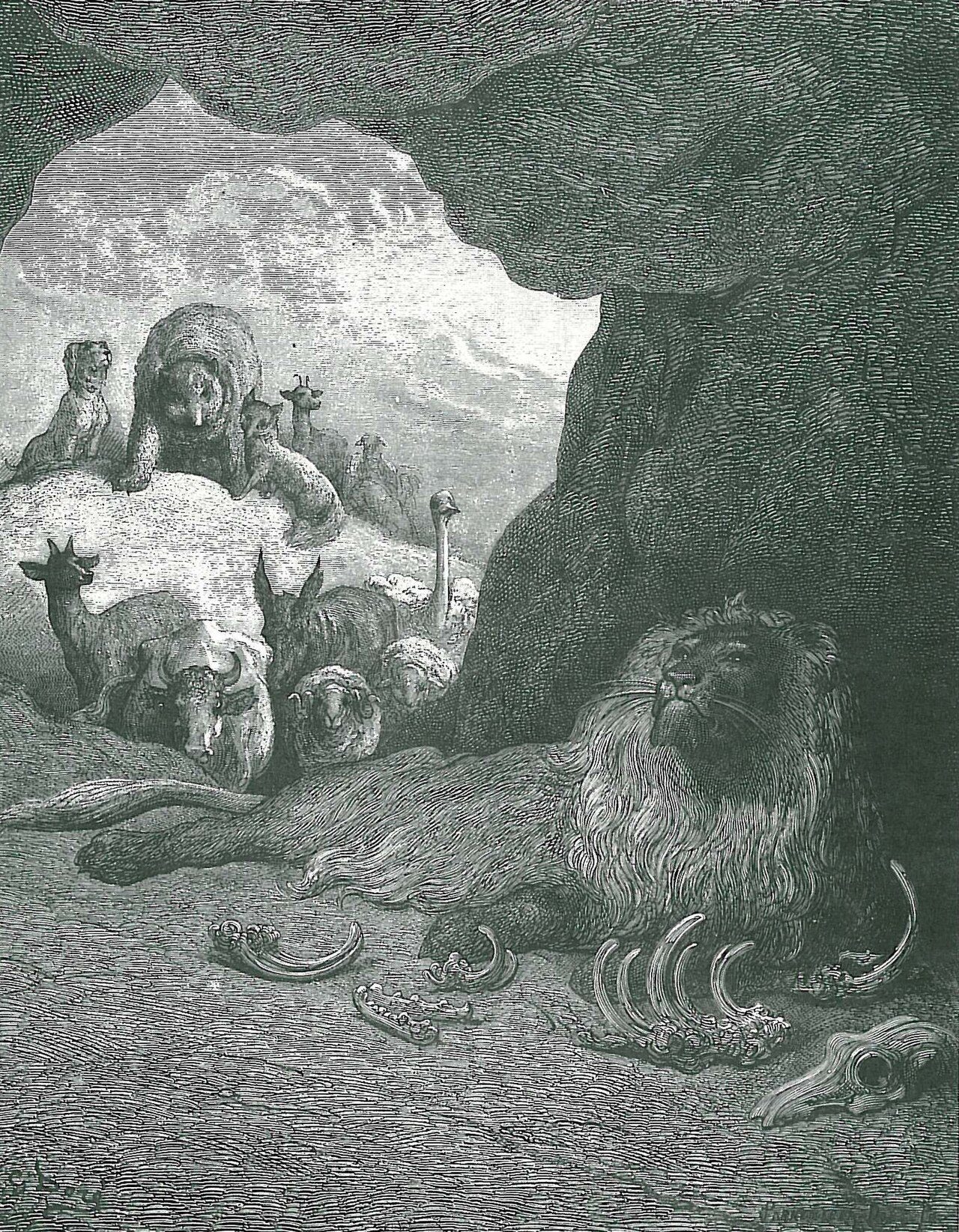 illustration for Jean de La Fontaine 's fables by Gustave Doré