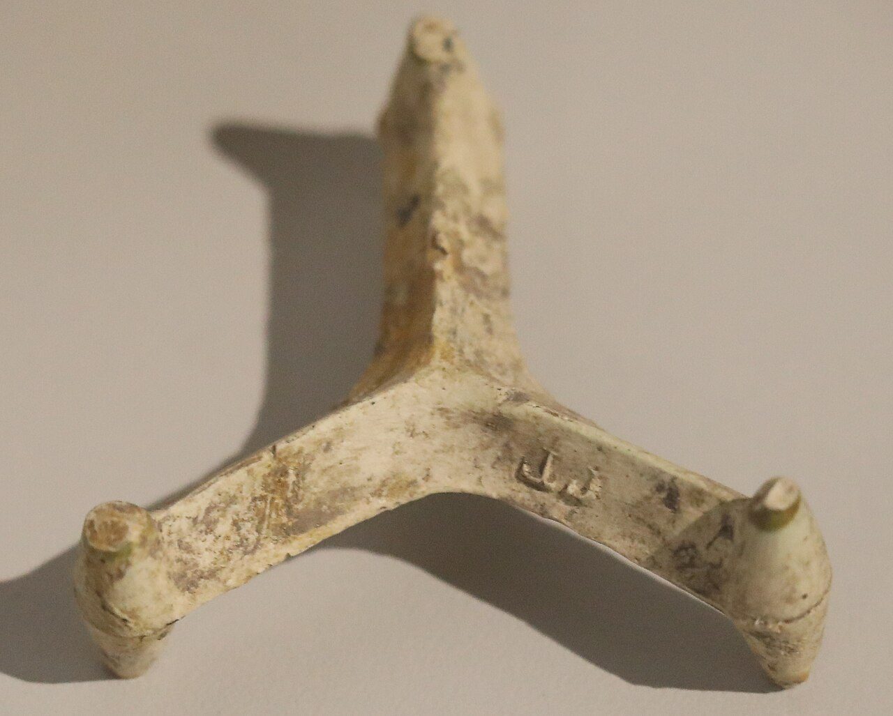 photo of a Tripod kiln stilt found during the excavation of the Linthorpe pottery site