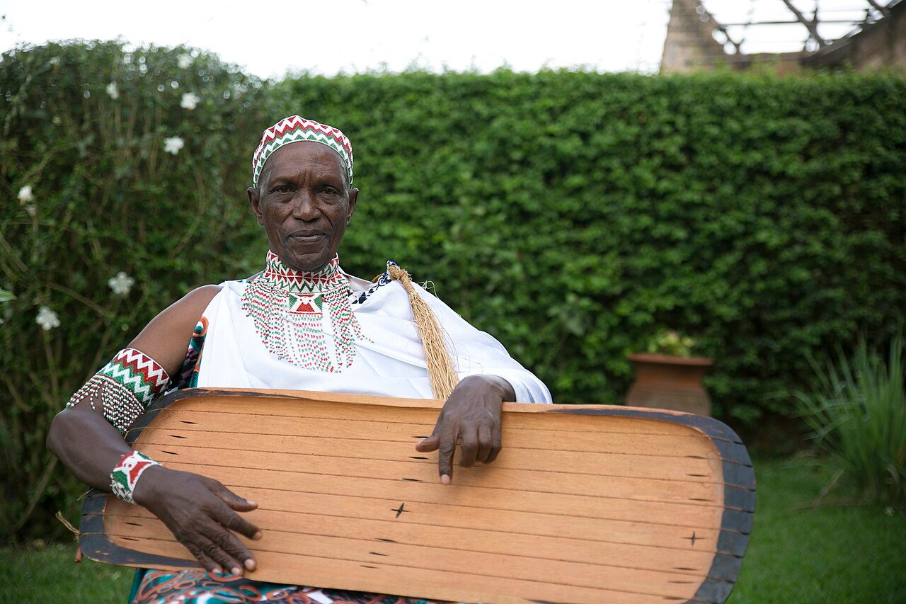 Master inanga player Torobeka Joseph from Burundi. The inanga is a type of trough zither.