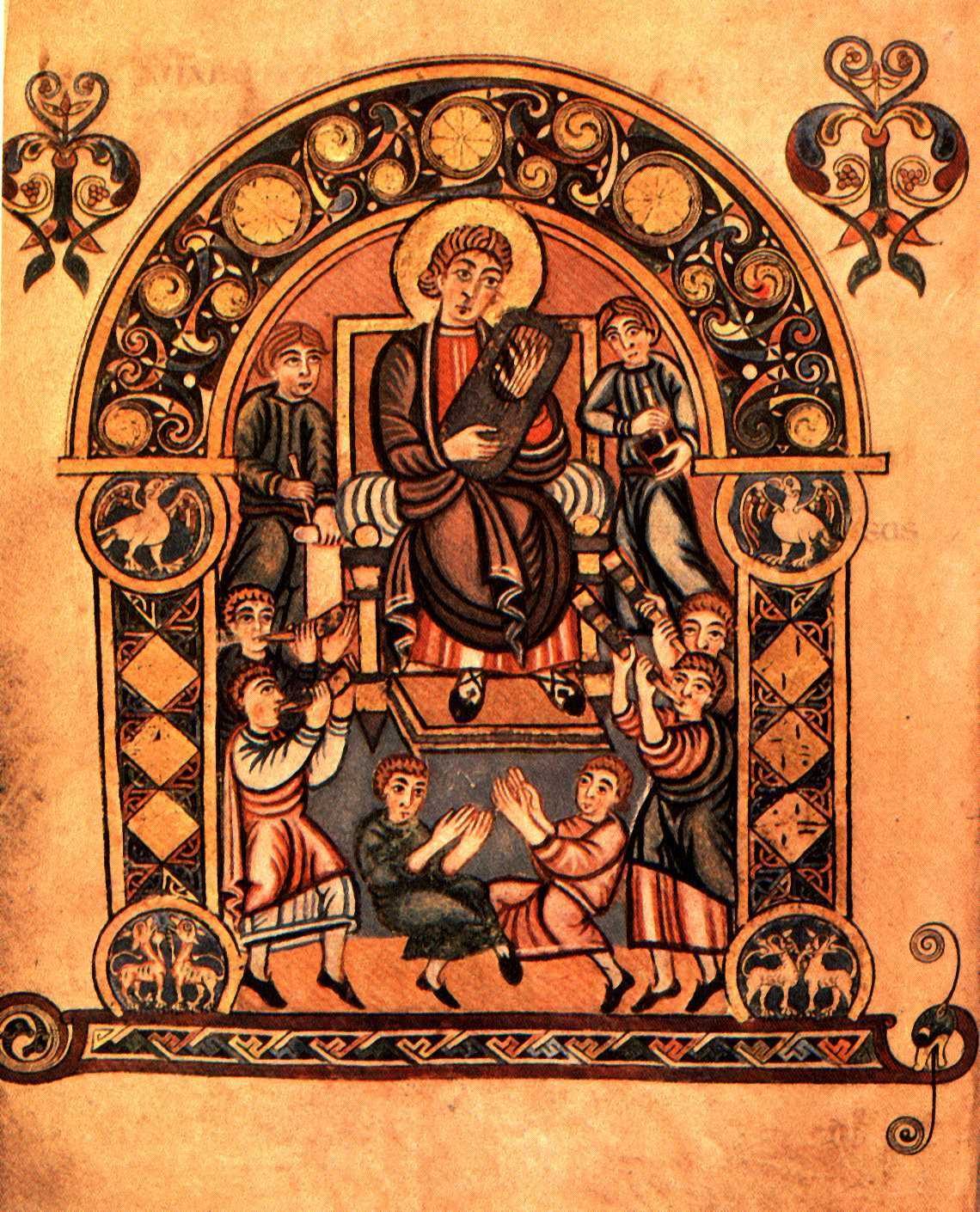 Folio 30v from the w:Vespasian Psalter .