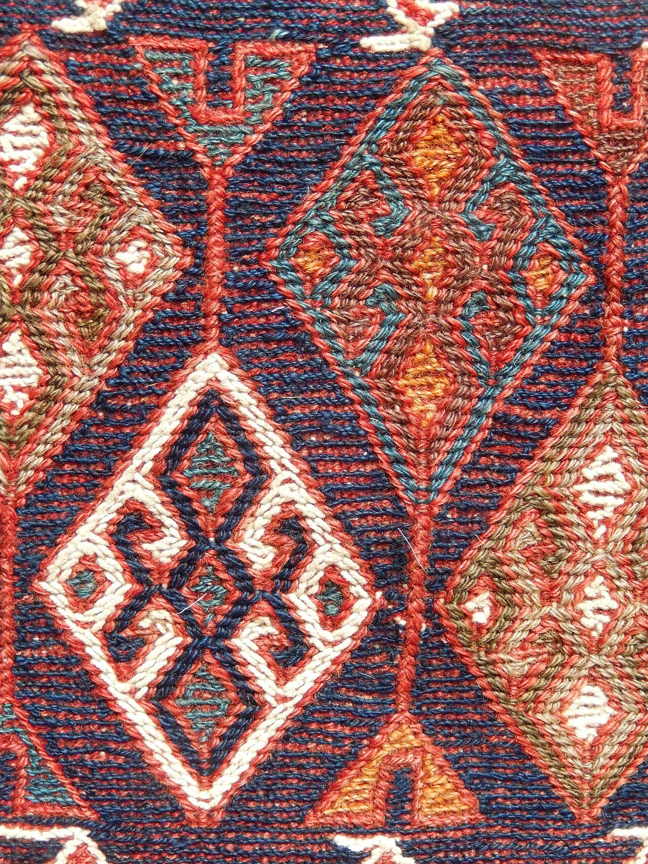 Detail of motif on front of Soumak saddle bag, Luristan, Iran. End of 20th century