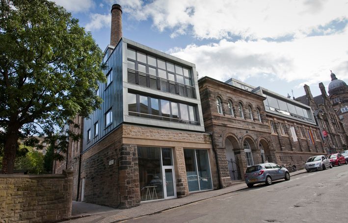 The refurbished exterior of Dovecot Studios, which used to house the Infirmary Street Baths.