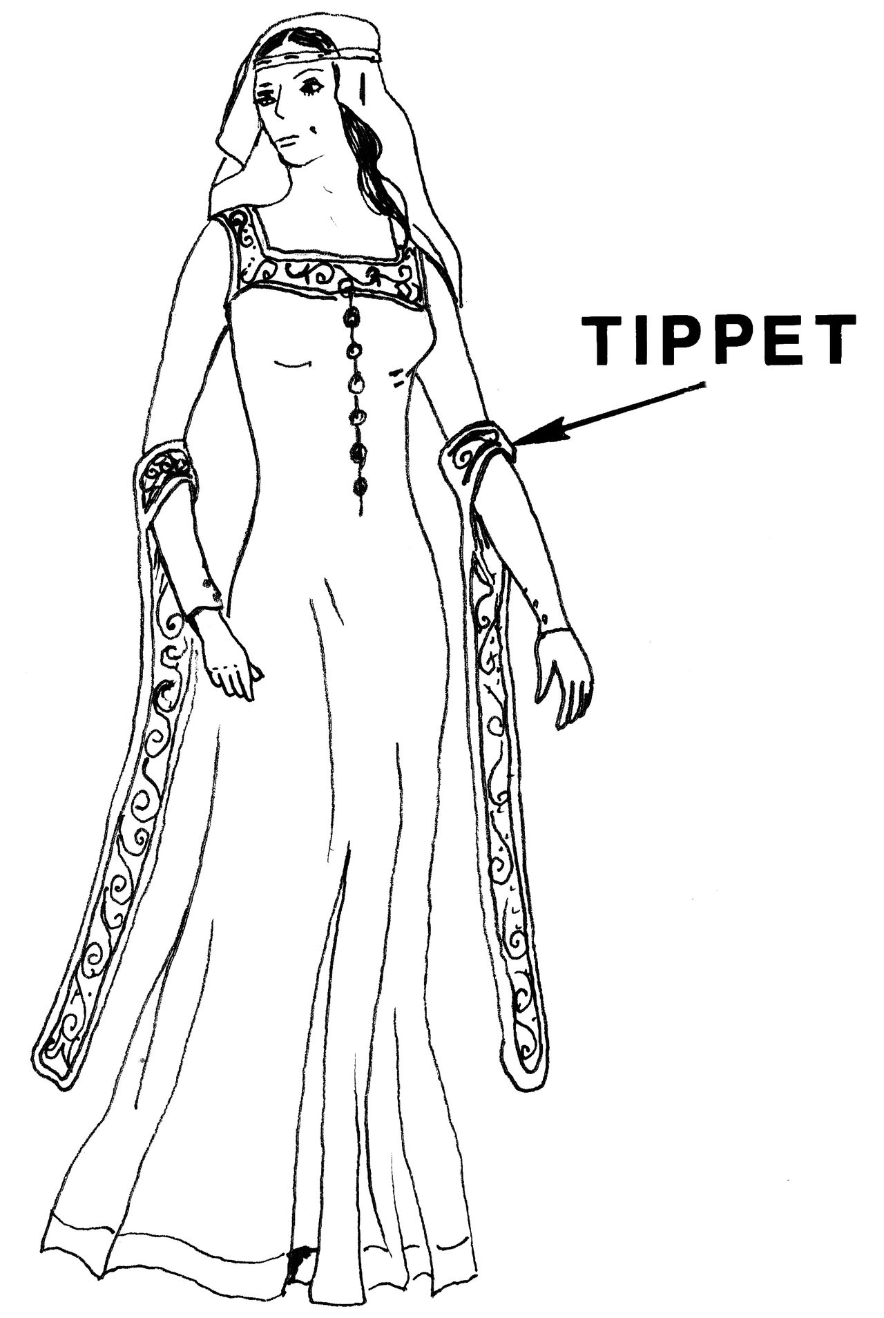 a shoulder cape of fur or cloth often with hanging ends